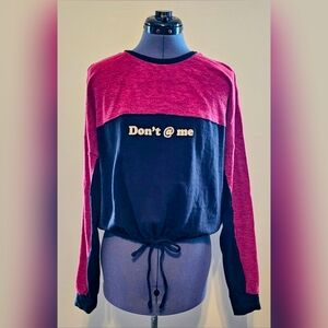 HOT TOPIC "DON'T @ ME" Red & Black Adjustable Crop Sweater